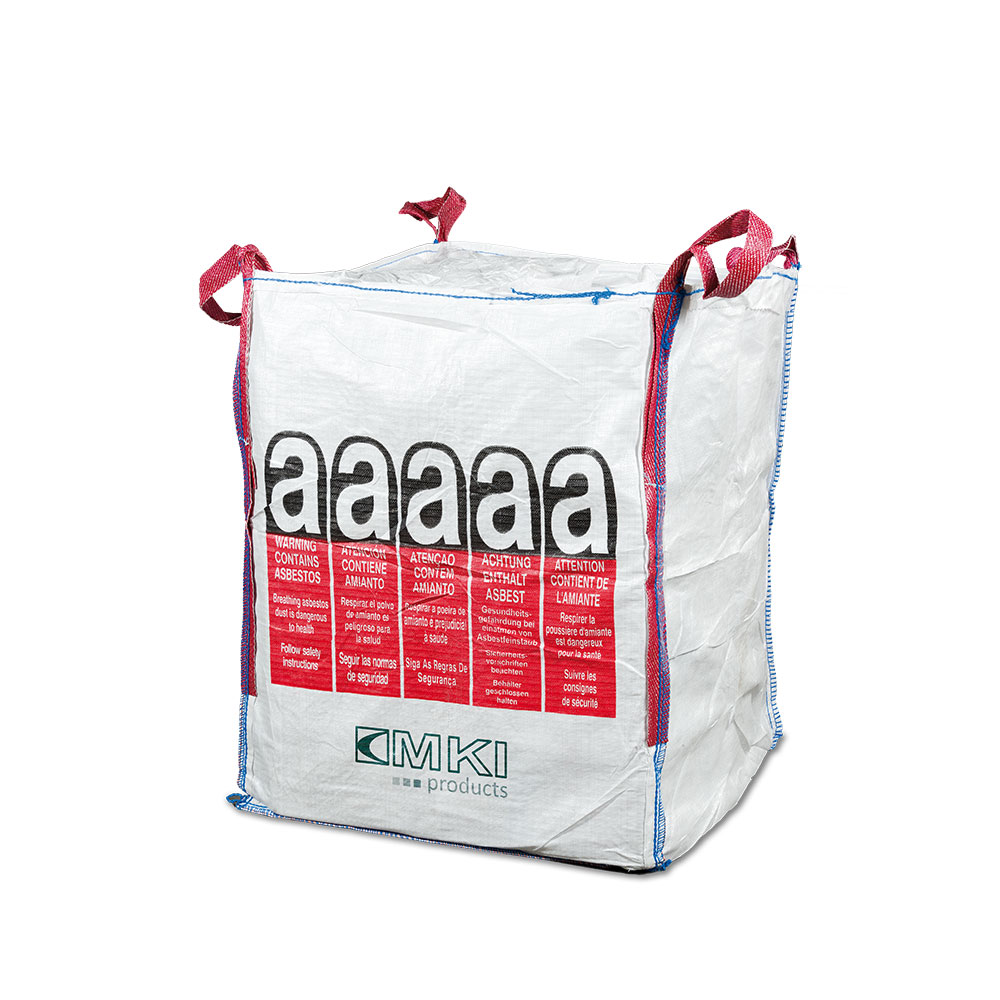 Asbest Big Bag 90 x 90 x 110 beschichtet bedruckt weiß Hebeschlaufen