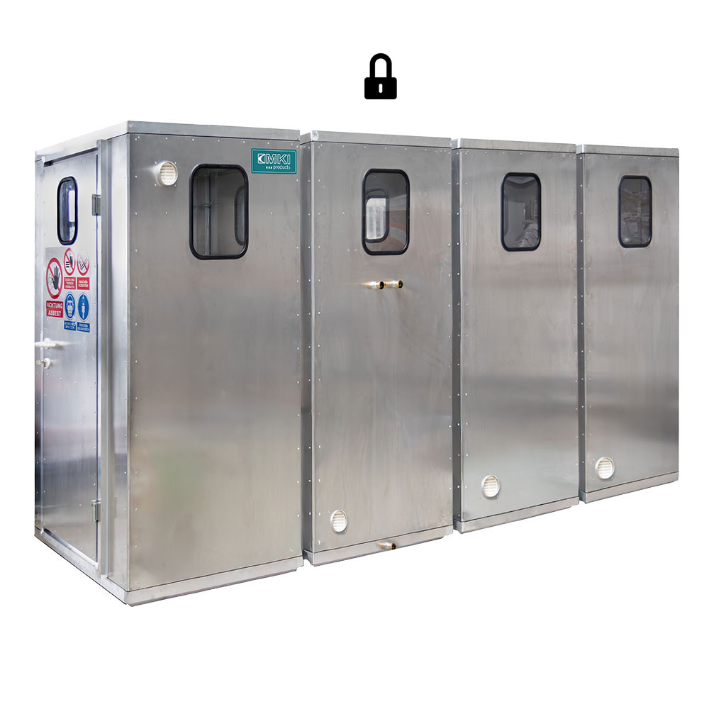 Bild 1 4-Kammer-Personalschleuse (Aluminium) mit Verriegelung 5 Schleusentüren & 8 Seitenteilen